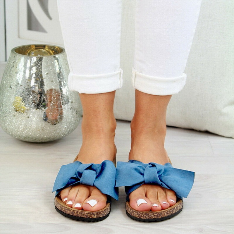 Plus Size Bow Slippers New Platform Beach Shoes Women - Image 9