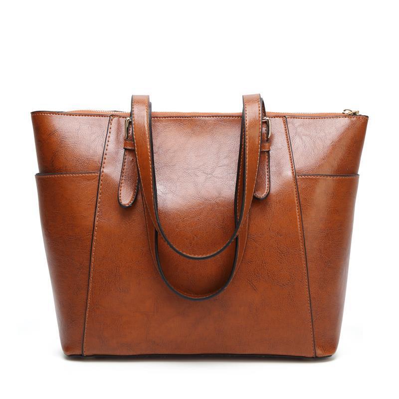 Oil Wax Leather Large Tote Bag