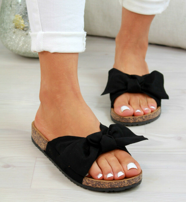 Plus Size Bow Slippers New Platform Beach Shoes Women - Image 3